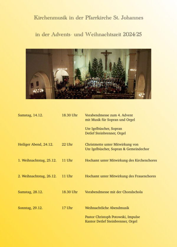 Kirchenmusik in der Pfarrkirche St. Johannes in der Advents und